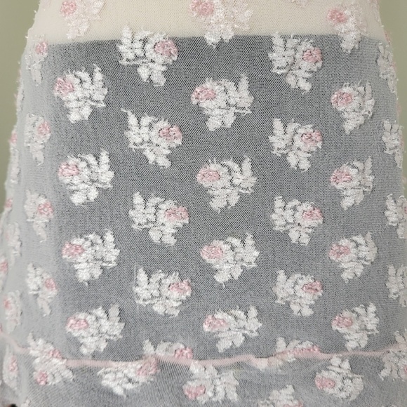 Y2K Lace Camisole Pastel Pink Sheer Mesh Slip Nightgown Tank Top - Picture 6 of 12